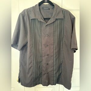 Axist Men's Button Down Shirt - Charcoal with Stripes